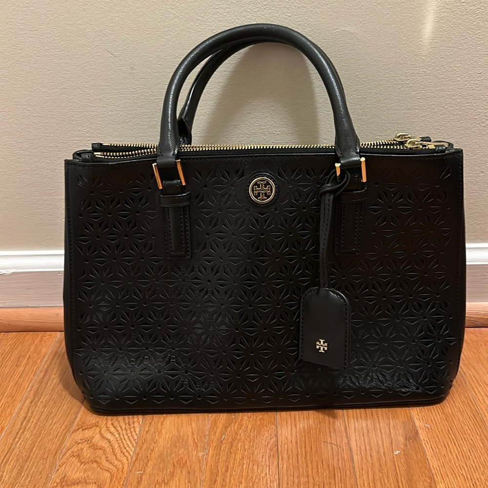 Tory Burch Floral Laser Cut Double Zip Robinson